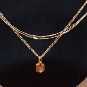 Kendra Scott Davie Pink Firefly Intaglio Double Strand Necklace in Gold Tone